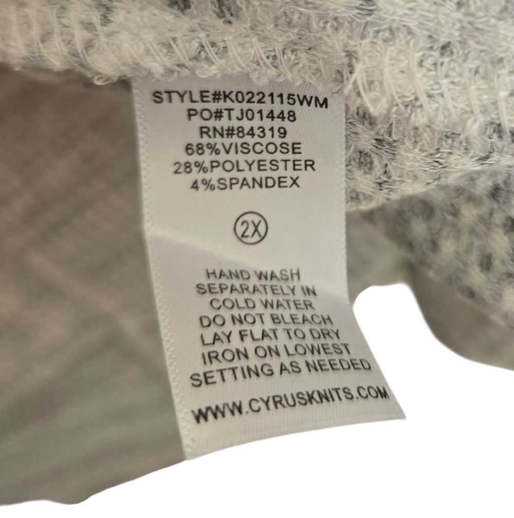 Cyrus Soft Knit Sweater in Grey And White Size 2x - Picture 5 of 6